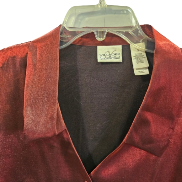 Villager Woman by Liz Claiborne Red Satin-like Blouse - Picture 3 of 9